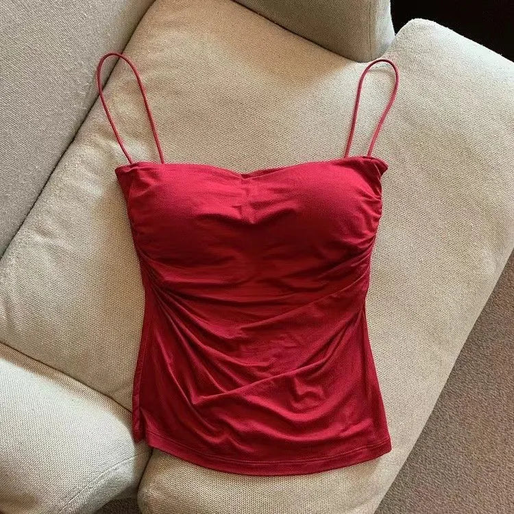 2024 Women Halter Top Summer Korean Style Trend Fashion Built in Women Bra Stretch Women Beach Everyday Casual Tank Top
