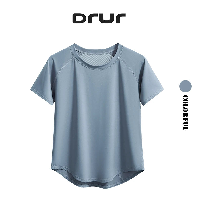DRUR ヨガトップス スポーツウェア レディース ジムシャツ 通気性 速乾 半袖 ワークアウト Tシャツ ジョガー ランニング Tシャツ ヨガウェア 新作
