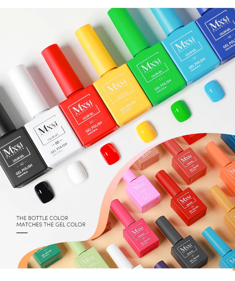 Mxsi 15ml ジェルネイルポリッシュ ネオンブラウン ロイヤルブルー レッドグリーン パスタルヌード ネイルアートワニス ジェルラッカー トップコート UVジェルネイル 未セット