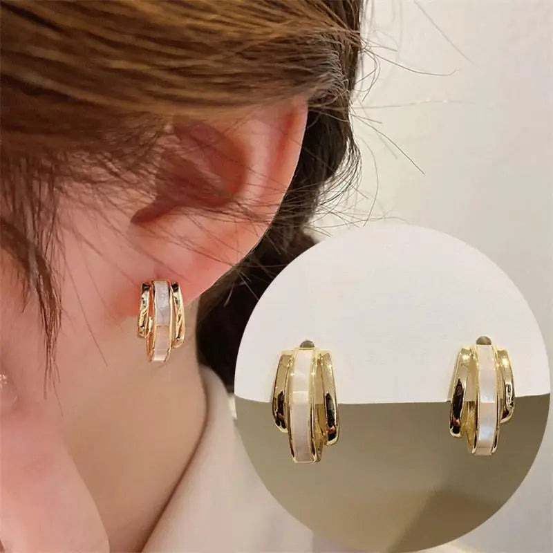 925 Silver Needle Korean Big Elegant Earrings For Woman Metal Jewelry 2025 Trending Vintage Geometric Women's Earrings Z40