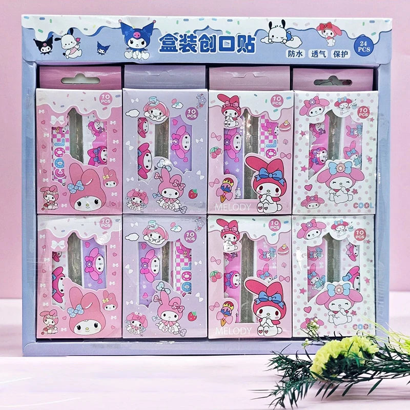 Sanrio Bandaid Kawaii Hello Kitty Band Aid Anime Kuromi Waterproof Breathable Adhesive Bandages Cartoon Printed Portable Sticker