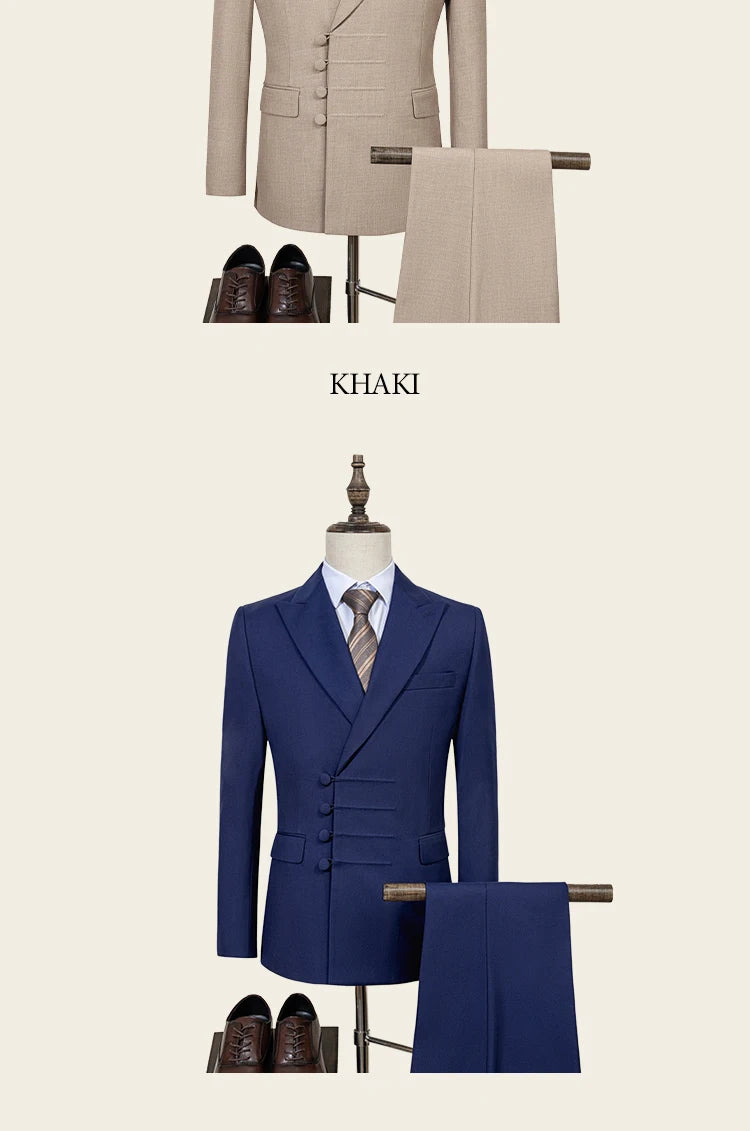 ST Cassy Elegant man suit for wedding peach Slim Fit Double Breasted Multiple buttons Casual Business man 2 piece outfit set