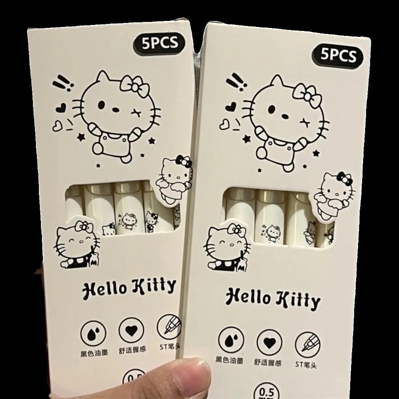NEW Hello Kitty kawaii cute anime cartoon little white gel pen black student high-looking simple carbon girl quick-drying pen