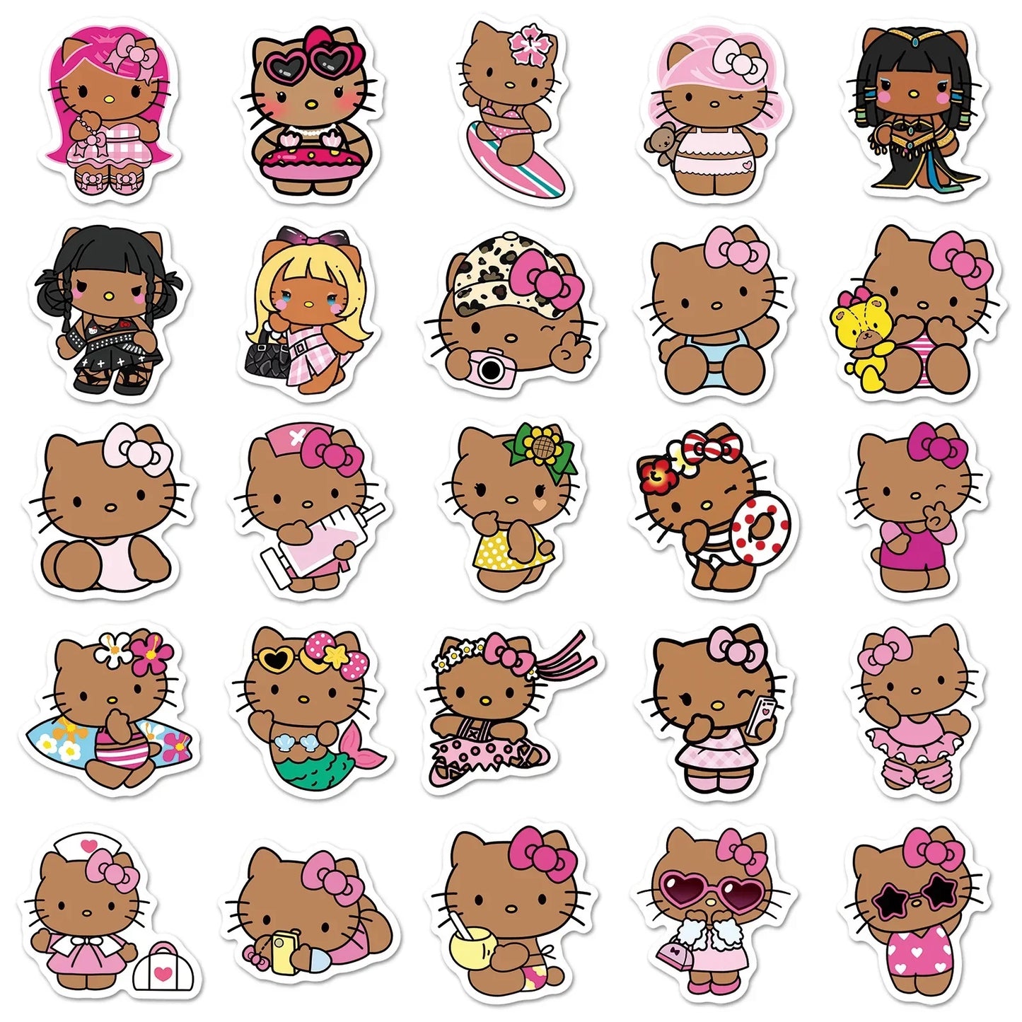 10/50枚 漫画 かわいい ブラック スキン ハローキティ ステッカー かわいい グラフィティ 装飾 荷物 ノート 防水 デカール 子供 ギフト おもちゃ