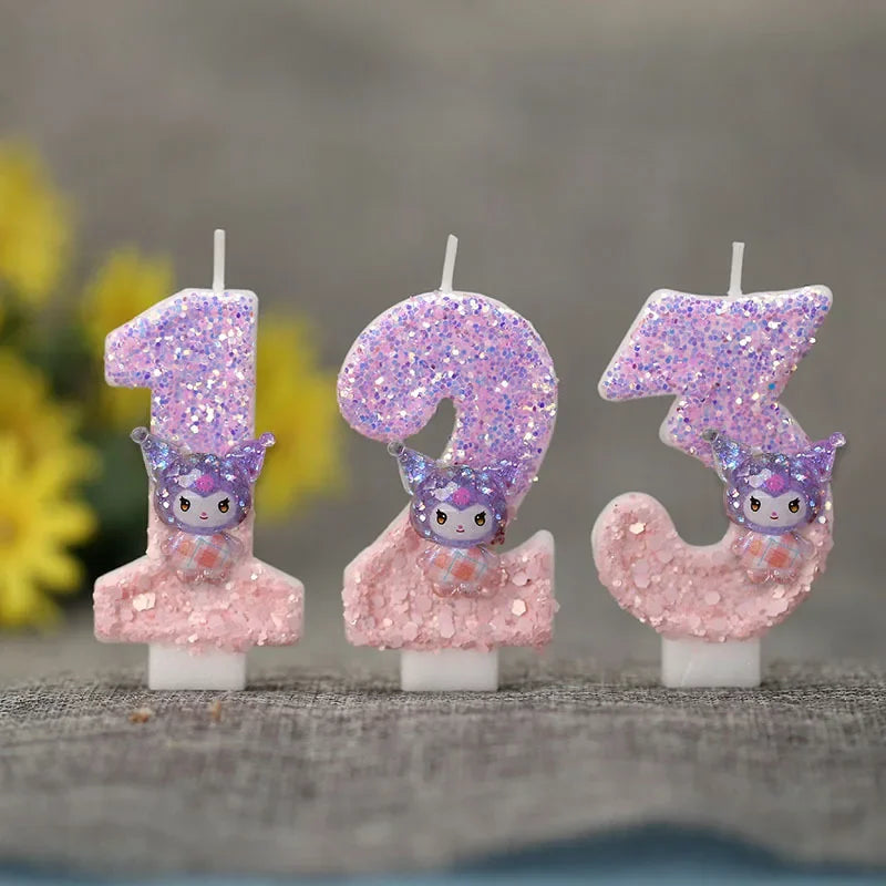 Kuromi Digit 0-9 Candle Sanrio Anime Birthday Decoration Baby Shower Gender Reveal Anniversary Cake Topper Party Supplies Gift