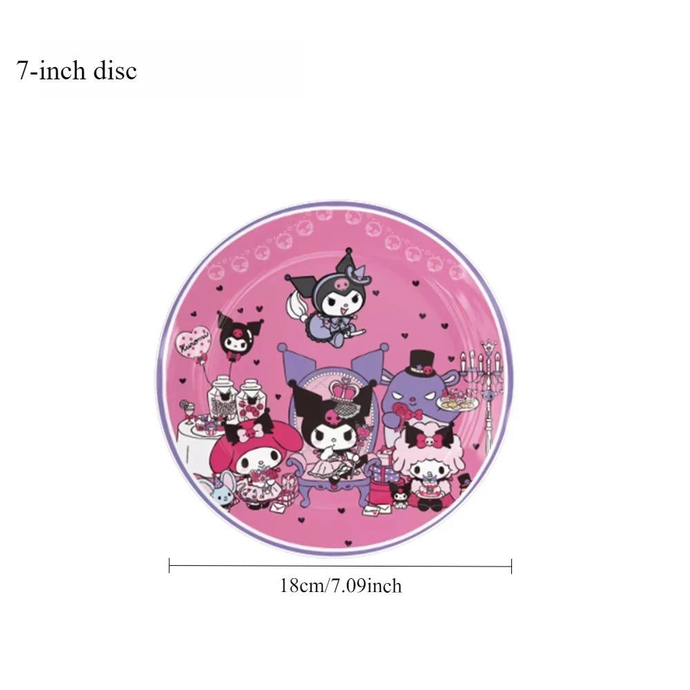 MINISO Kawali Kuromied Theme Birthday Party Decoration Disposable Set Tableware Plate Napkins Tablecloth For Kid Shower Supplies
