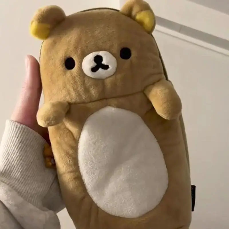 New Rilakkuma Plush Pencil Case Storage Bag Children Cartoon Cute School Stationery Bag Kawaii Birthday Gift Girl Customization