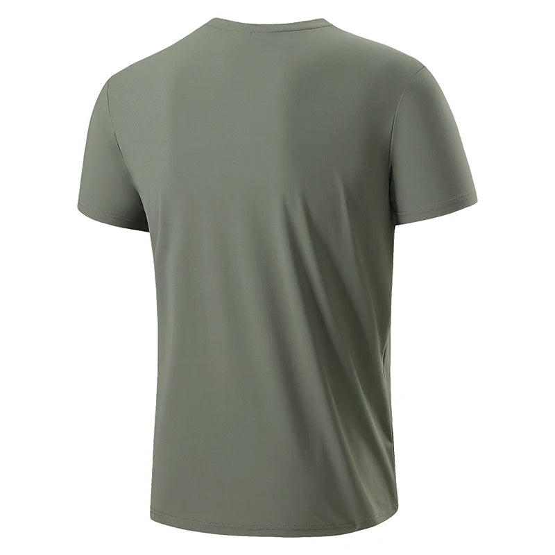 76% Nylon Quick Dry Sport Fashion T Shirt Men'S 2025 Short Sleeves Summer Casual Black OverSize Top Tees GYM Tshirt Clothes