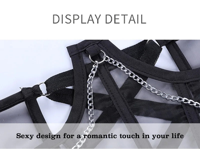 Sexy Corset Underbust Punk Metal Chain Black Women Top Curve Shaper Strap Slimming High Waist Belt Lace Bustiers
