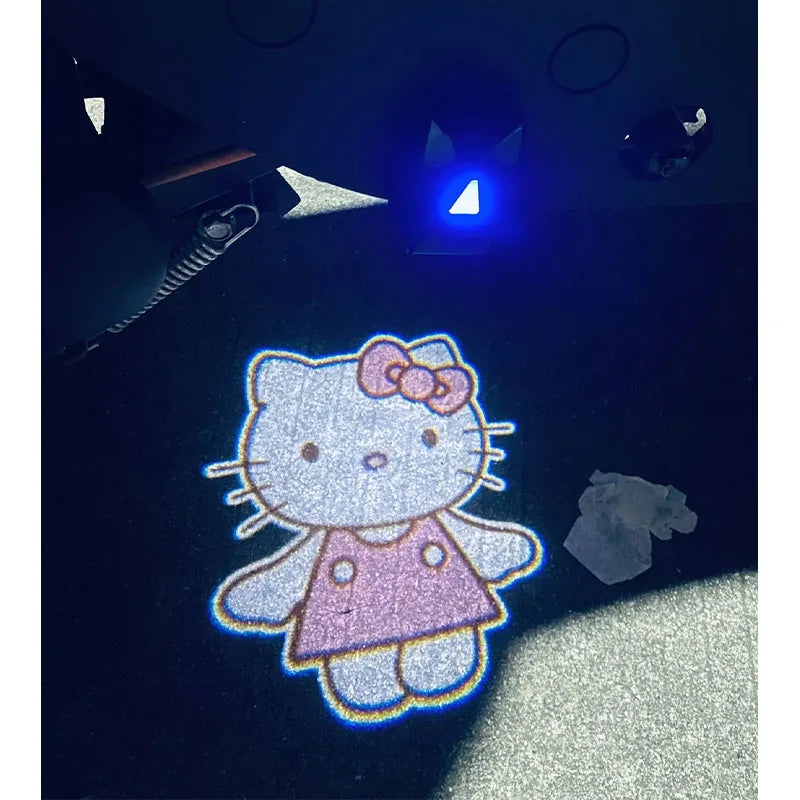 Kawaii Sanrios Car Door Welcome Light Atmosphere Light Hello Kittys Usb Car Dynamic Projector Door Light Cute Decoration Gift