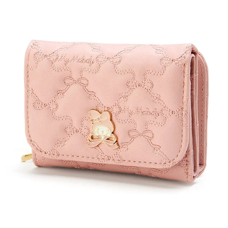 Sanrio Cinnamoroll Kuromi My Melody Hello Kitty Kawaii PU Leather Wallet Card Holders Casual Coin Purse Money Bag