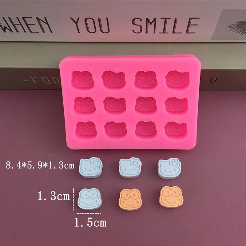 Sanrio Hello Kitty Silicone Mold Anime Kuromi Cinnamoroll My Melody Summer Jelly Ice Chocolate Food Grade Jelly Silicone Mold