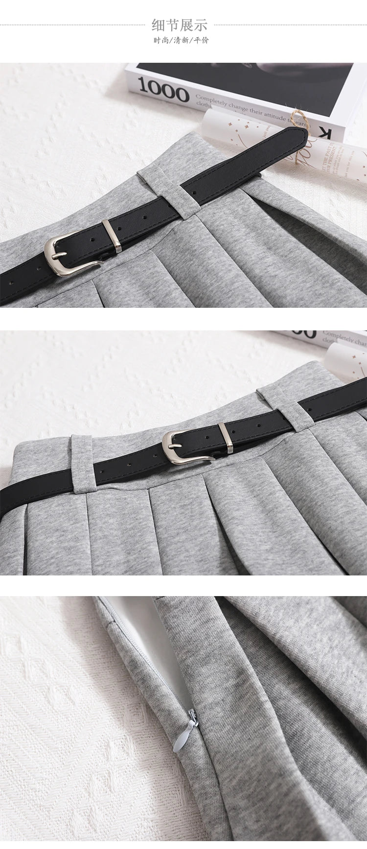 Kimotimo Womens Shorts Autumn Winter Belt High Waist Fluffy Pleated A-line Short Pants Korean Fashion Sexy Y2k All Match Clothes