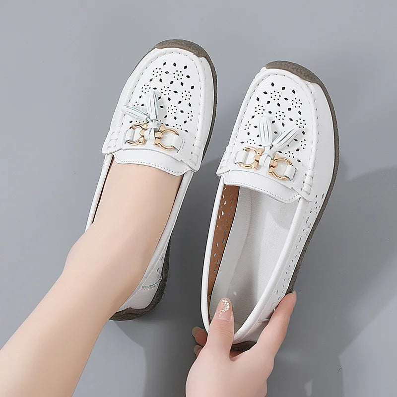 2025 New Loafers Women Summer Fashion Round Toe Nurse Shoes Soft Sole Non-slip Flat Shoes Breathable Casual Sports Women's Shoes