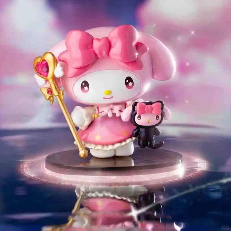 Anime Sanrio Character Starry Night Party Magician Series Blind Box My Melody Kuromi Hellokitty Piano Cute Toy Doll Gift