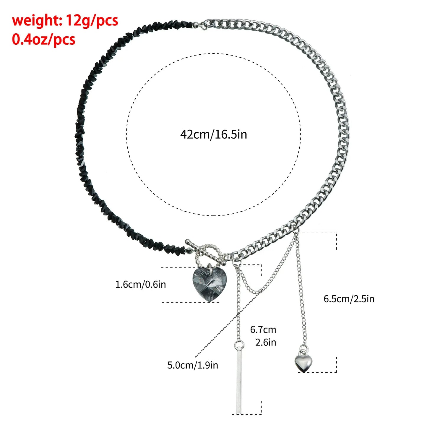 Glass Crystal Bead Heart Collarbone Chain Luxury Fashion Jewelry Necklace for Women