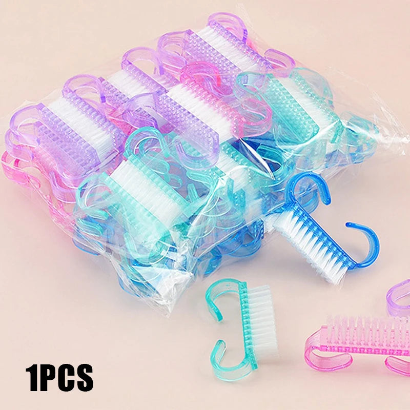 10/1個 プラスチック ネイルブラシ ミックスカラー ネイルハンドスクラブ クリーニングブラシ ダストクリーナー ネイルアート マニキュア ソフトリムーバーツール