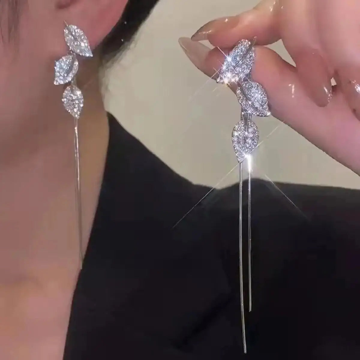 925 Silver Needle Blue Purple Butterfly Long Tassel Earrings For Women Jewelry 2025 Trending New Korean Crystal Drop Earrings