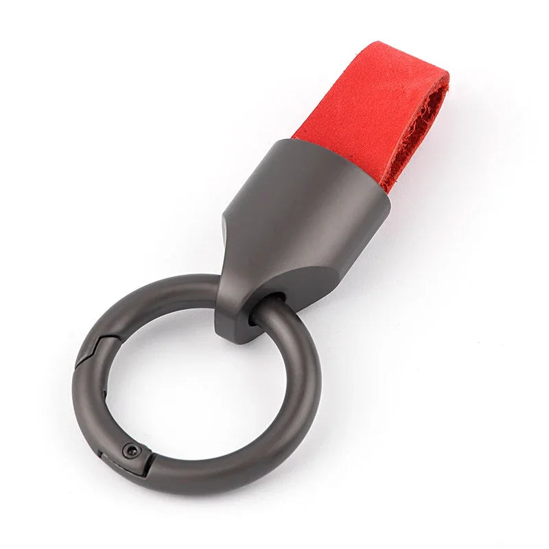 New Cowhide Leather Keychains for Women Men Waist Belt Buckle Carabiner Car Pendant Key Chains Rings Keyring Bag Gifts