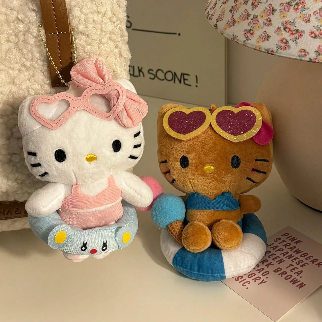 Sanrio Hello Kitty Plush Doll Keychain Pendant Cartoon Kt Cat Stuffed Plushies Key Ring Bag Accessories Girls Gift Kids Toys