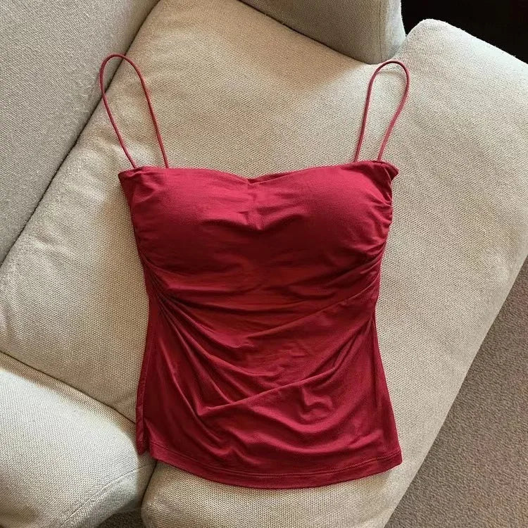 2024 Women Halter Top Summer Korean Style Trend Fashion Built in Women Bra Stretch Women Beach Everyday Casual Tank Top