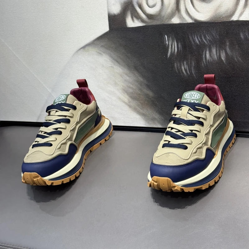 メンズスニーカーシューズ、男性用プラットフォームスポーツシューズ、スポーツとレジャー、カジュアルスニーカー、滑り止め、ファッション、耐摩耗性、ローファー
