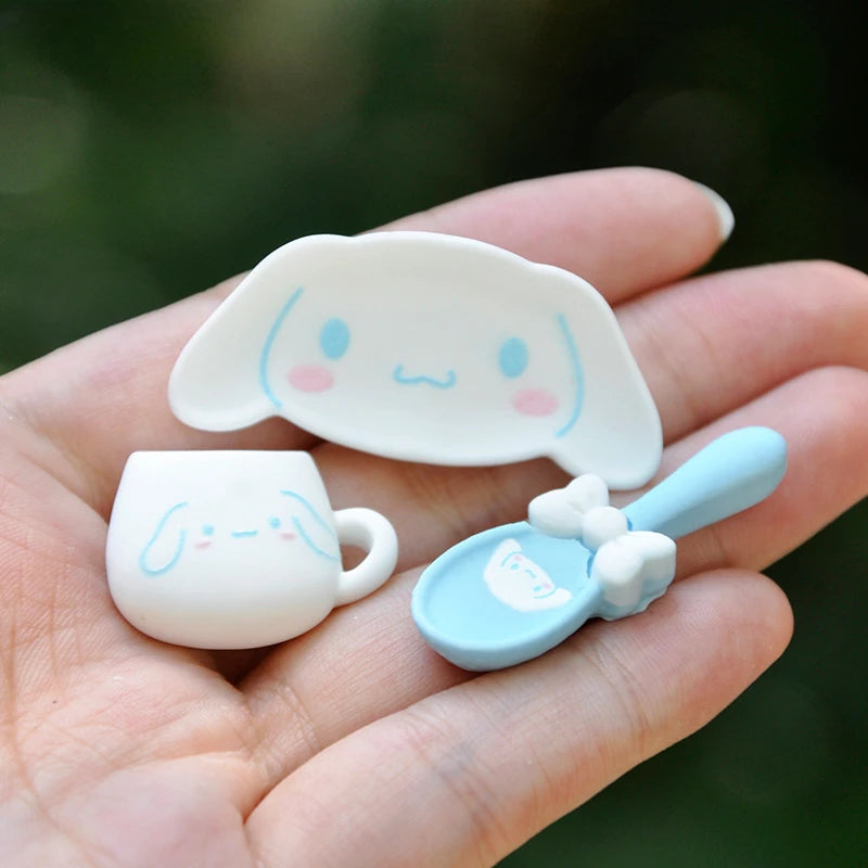 3pcs Sanrio My Melody Accessory Accessories For Children's Kitchen DIY Simulation Toy Kuromi Cinnamoroll Room Ornaments