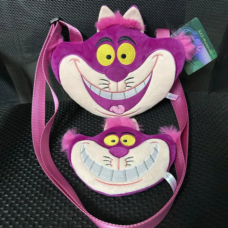 Miniso & Disney Alice In Wonderland Peripheral Accessories Kawaii Cheshire Cat Plush Cute Crossbody Bag for Girl Shoulder Bag