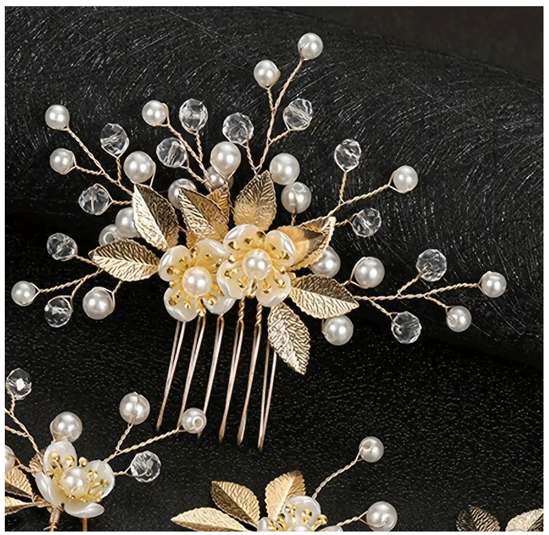 5 Pcs Crystal Luxury Hair Accessories Set Sweet Romantic Women's Bride Party Wedding Accessories Jewelry Hair Clip Hair Comb Set