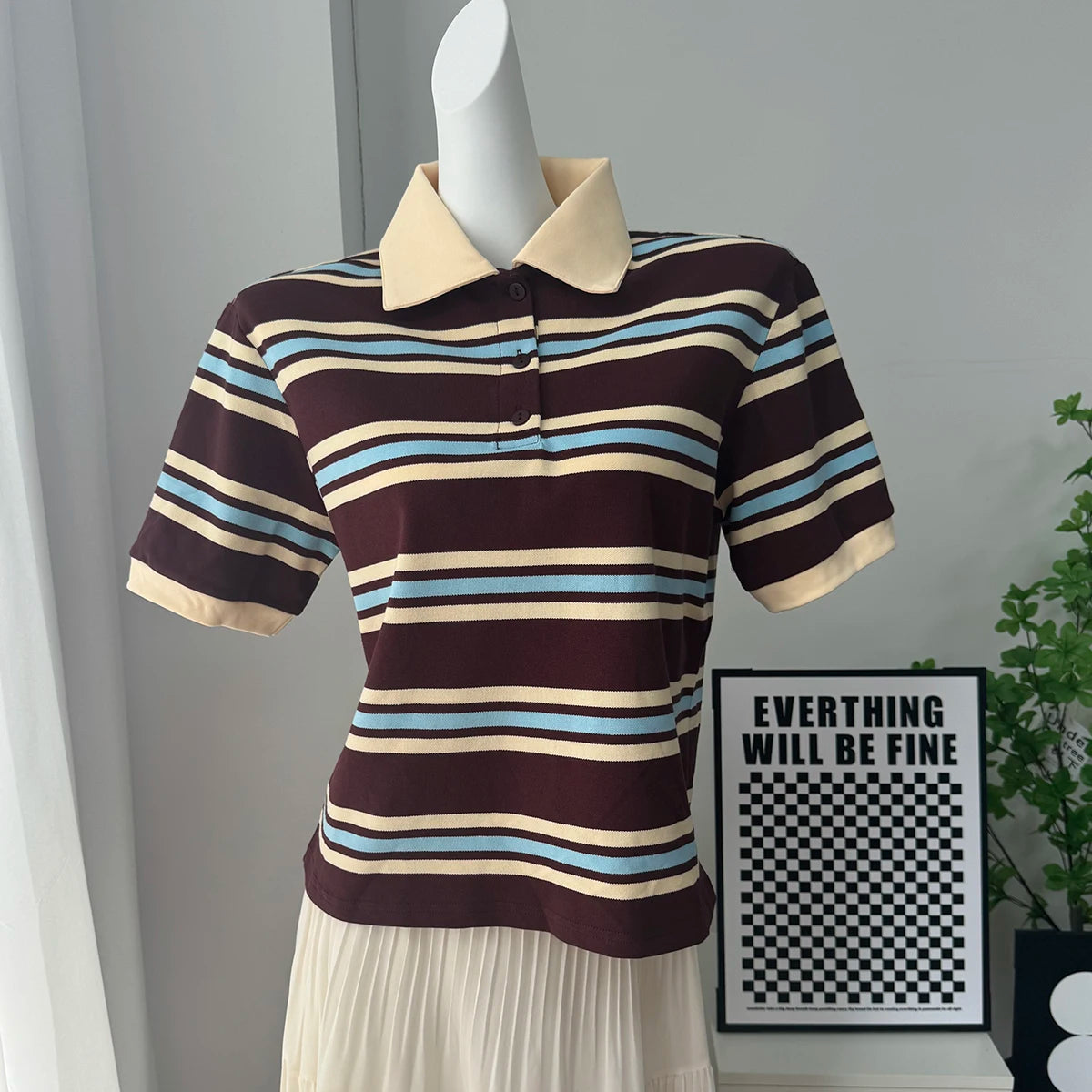 Hirsionsan Polo Neck T Shirt Women Soft Chic Tees 95% Cotton Jumper Clothes Loose Casual Pullover 2025 Summer New Crop Tops