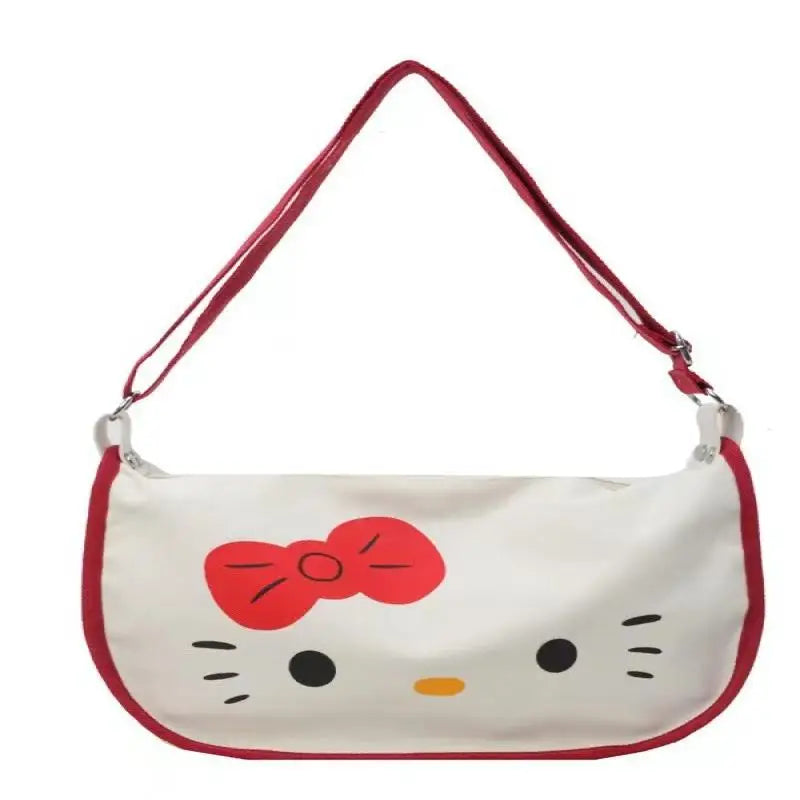 Cartoon Sanrio Hello Kitty Plaid Handbag Commuting Light Portable Summer Storage Shoulder Handbag High Capacity