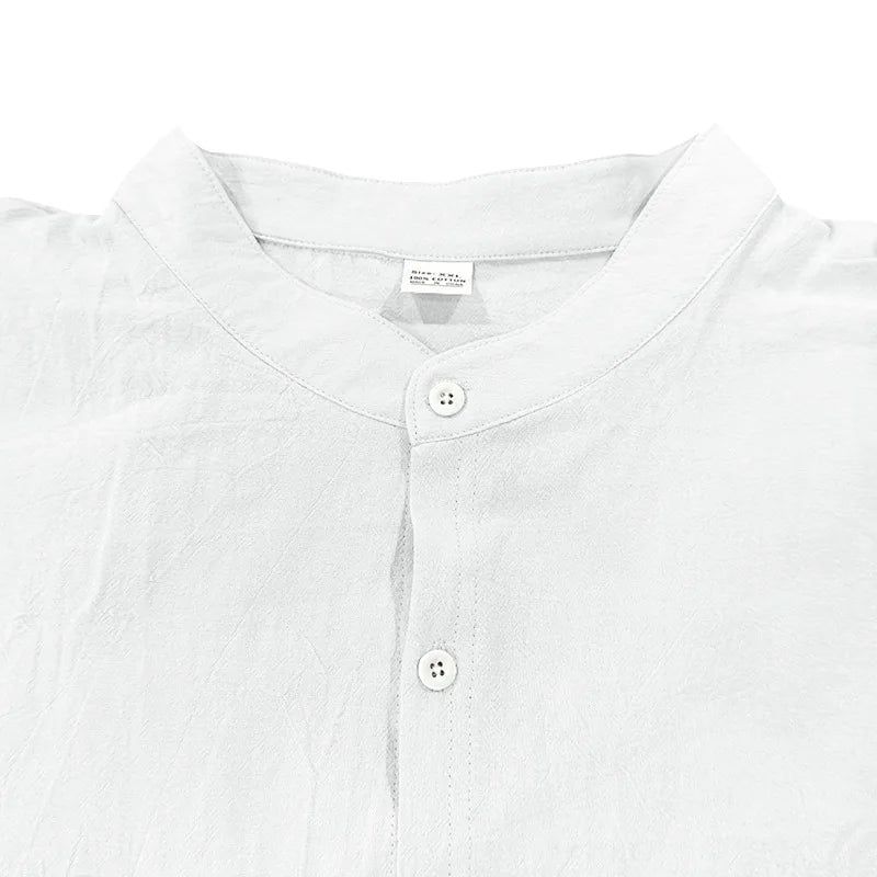 2025 New Spring and Summer Men's Suit Linen Casual Loose Breathable Long Sleeves Shirt Trousers 2Set of Beach Vacation Essential