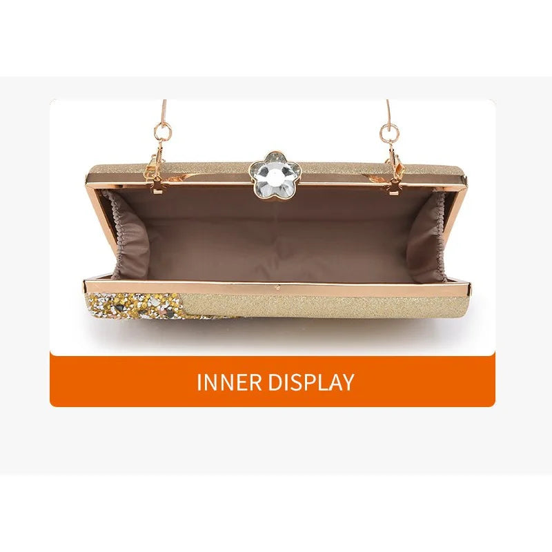 Luxury High Design Women Evening Bag Brand Party Banquet Glitter Bag For Ladies Wedding Clutch Handbag Shoulder Bag Chain Bolsas