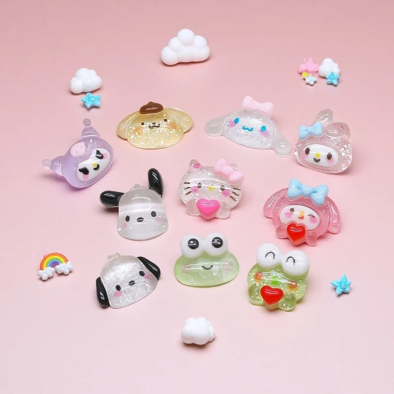 50Pcs Nail Charms Set - Oversized 3D Kuromi & Pochacco Resin Decor for Bold Kawaii Nail Art