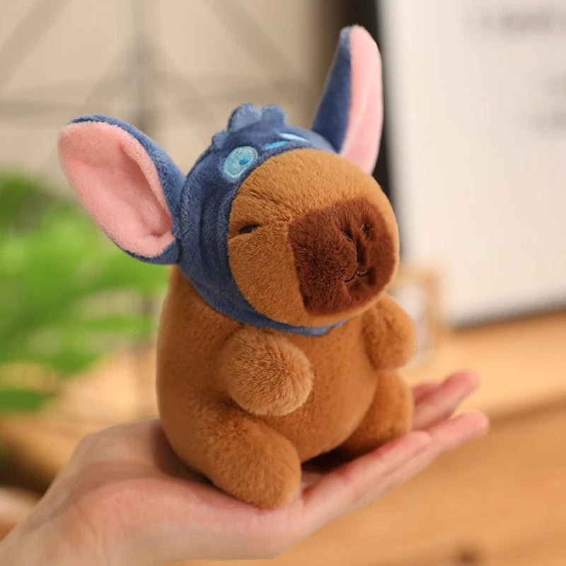 Capibara Plushies Doll Disney Stitch Pikachu Kuromi Lucifer Cat Hat Capybara Plush Toy Cartoon Stuffed Animal Doll Xmas Gifts