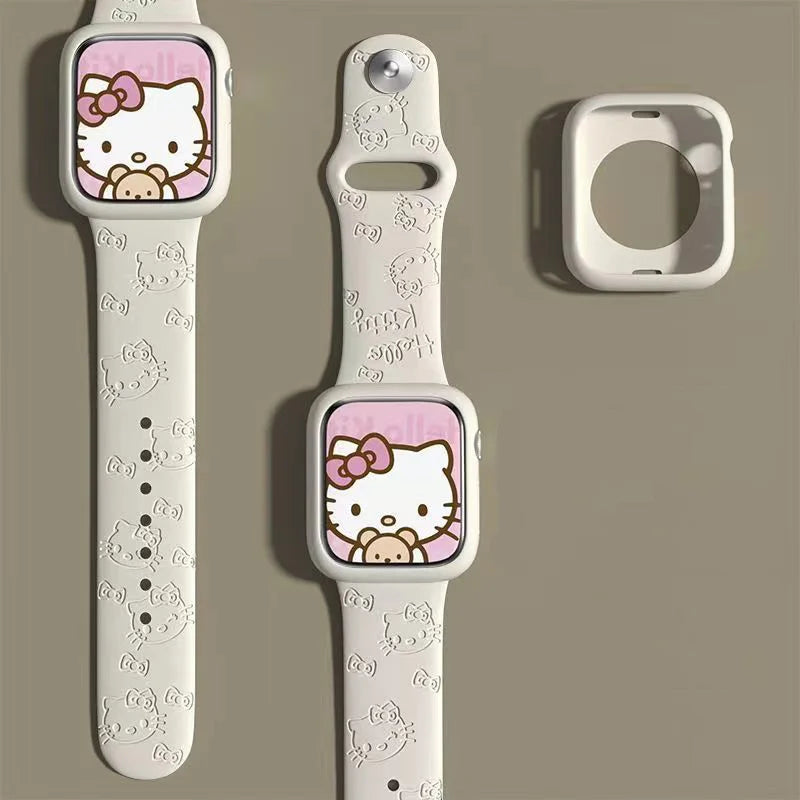 Hello Kitty Series Apple Watch Engraved Cartoon Print Apple Silicone Replacement Band Hot off the shelf inventory Cartoon Cute