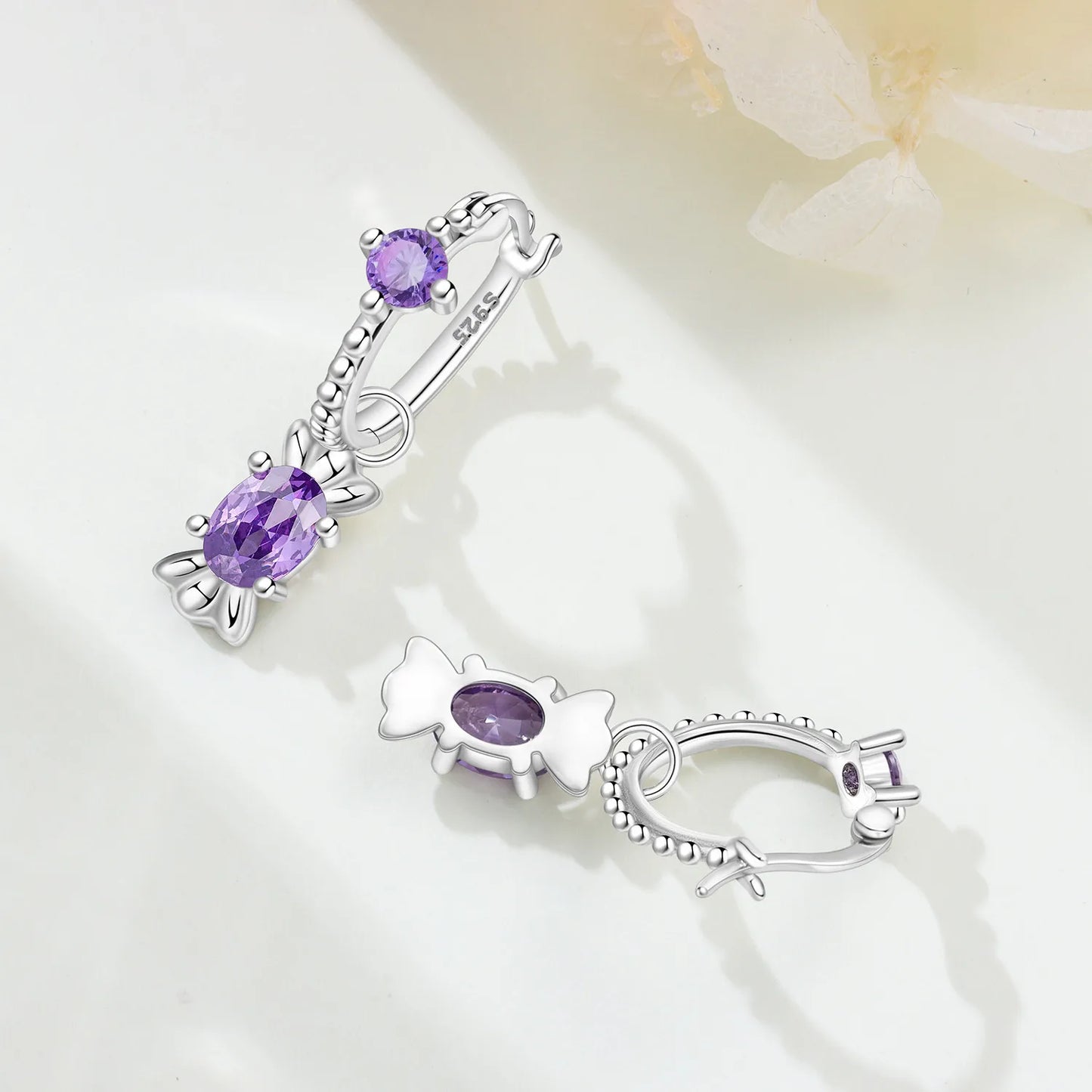 Orstarry 925 Sterling Silver Purple Zircon Candy Earrings Original Jewelry Drop Earrings Jewelry Party Anniversary Gifts