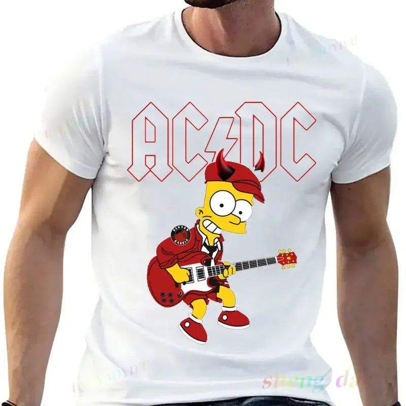 Playera Rock Band AC DC T-shirt Casual Wear Man Short Sleeve T-shirt Funny Fashion Music Printing Customized Unisex Tops