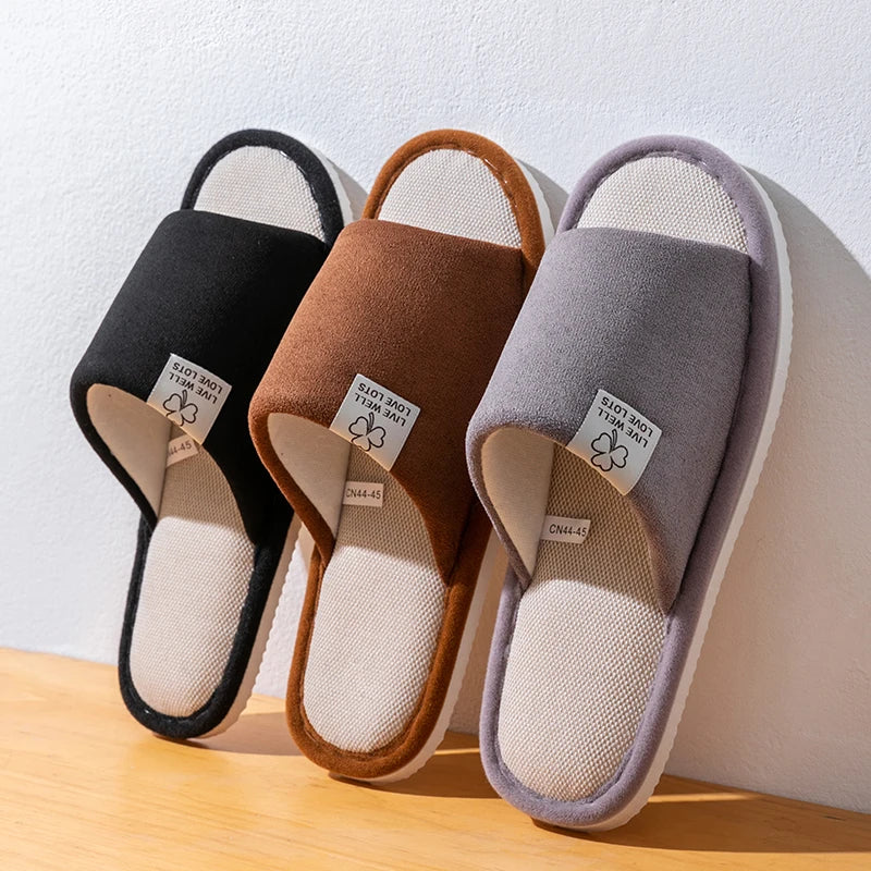 Slippers for Men,Non-Slip Soft-Soled Indoor House Slippers for Spring&Summer, All-Season Linen Home Comfortable Slippers