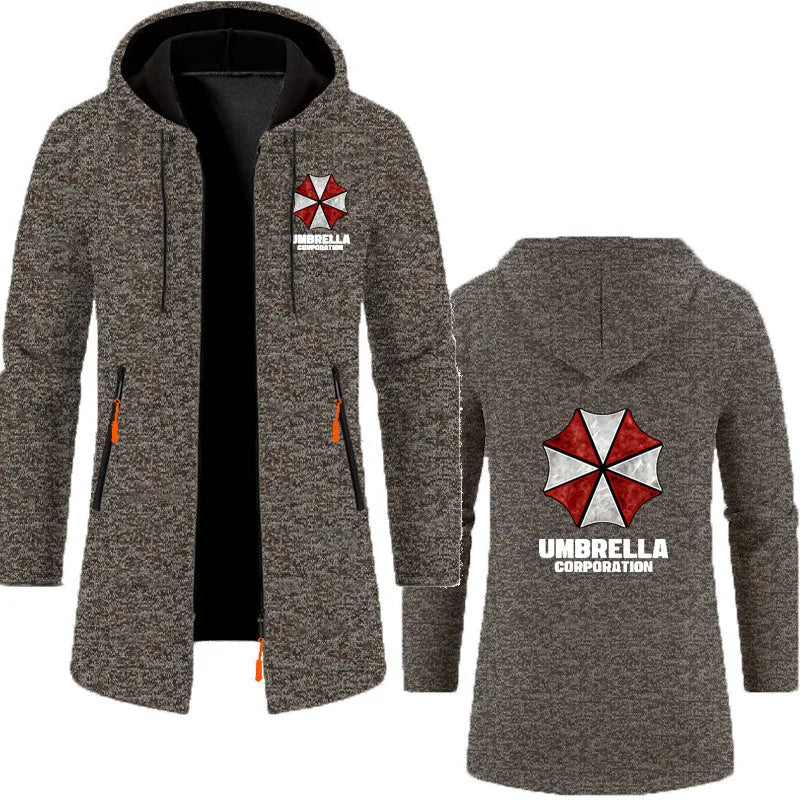 Umbrella company 2025 Men's long Hoodies Spring And Autumn Solid Color Zipper Pullover Comfort Harajuku Top Sweatshirts