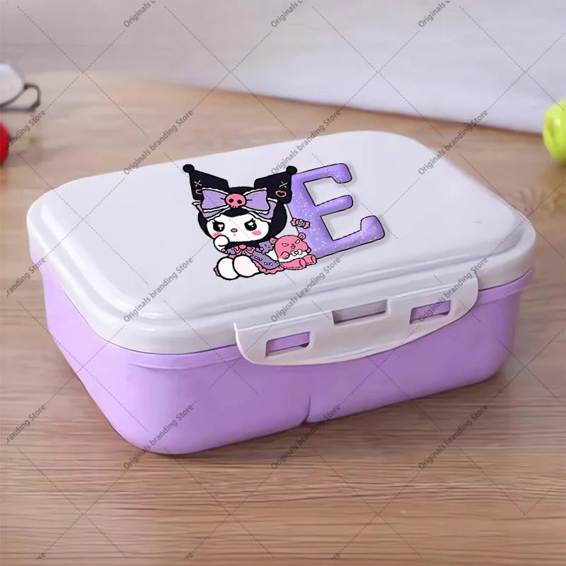 Kuromi 26 Letters Lunch Box Kawaii Girl Portable Bento Rice Boxs Student Hermetic Food Crisper Single Layer Capacity Kids Gift