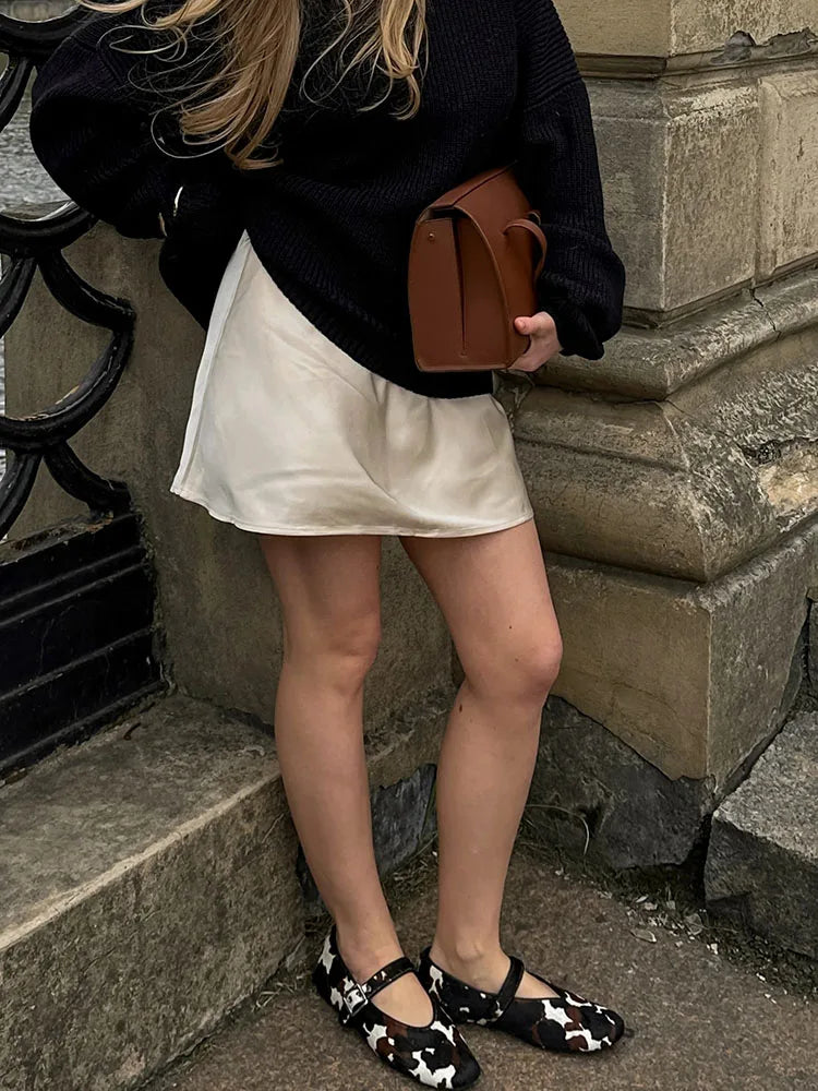 Satin Mini Skirts Women Summer Beige Silk Short Skirt For Woman Drawstring High Waist Black Satin Skirt A Line Women Short 2025