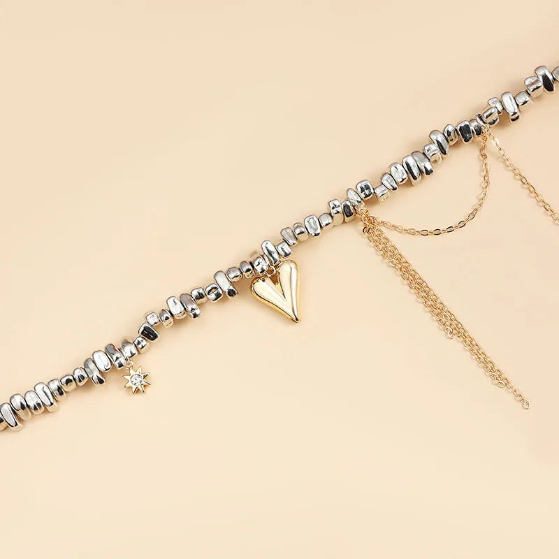 New Irregular Stone Choker Necklace For Women Elegant Tassels Heart Pendant Necklaces Wedding Party Jewelry Gift