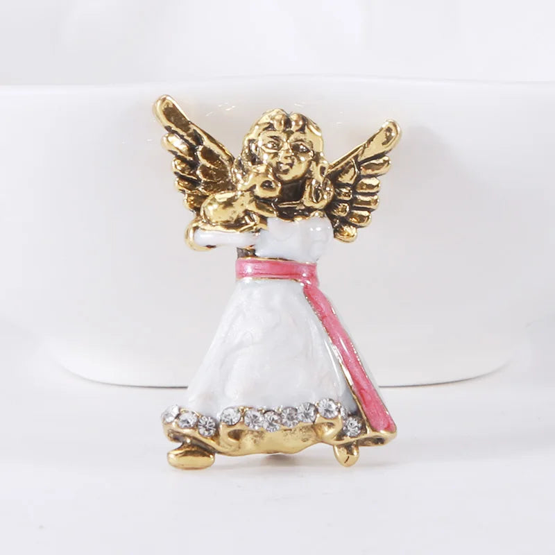 Enamel Angel Brooches for Women Unisex Cupid Love Character Pins Banquet Party Backpack Gifts Jewelry Accessories