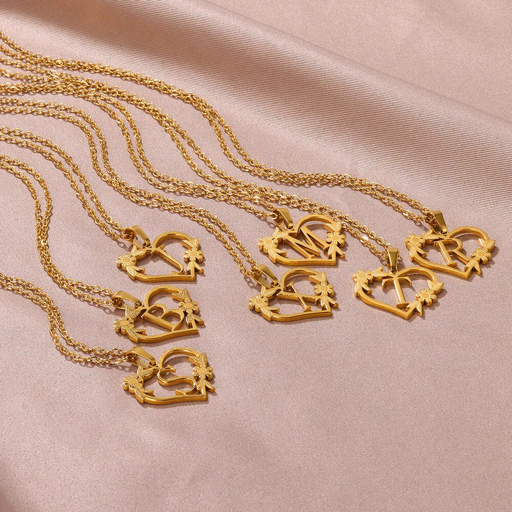 Initial Letter Stainless Steel Pendant Necklace for Women Fashion Gold Color Chain A-Z Alphabet Clavicle Necklaces Jewelry Gift