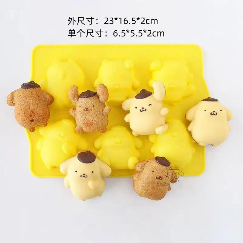 Sanrio Pompom Purin Silicone Cake Molds Hello Kitty Kawaii Anime Baking Tools 3D Bread Pastry Mould Chocolate Mould Diy Tool Toy