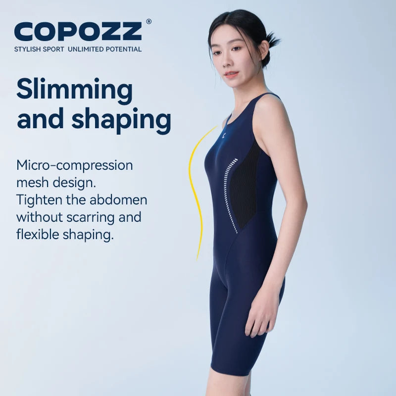 COPOZZ レディース ワンピース水着 無地 ノースリーブ くり抜き Vネック 夏 女性用 水泳 スポーツ 大人用 スリム 水着 ビーチ