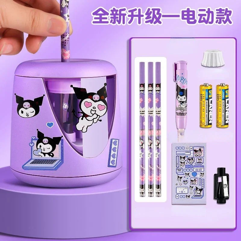 Sanrio kuromi cartoon automatic pencil sharpener children's cute electric pencil sharpener rechargeable stationery Kawaii gift
