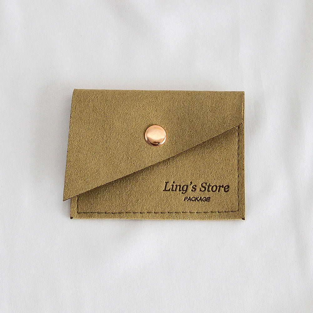 100Pcs Luxury Dark Green Microfiber Gold Snap Bag Envelope Button Purse Pouch For Ring Earrings Headset Coin Soap Gift Organizer