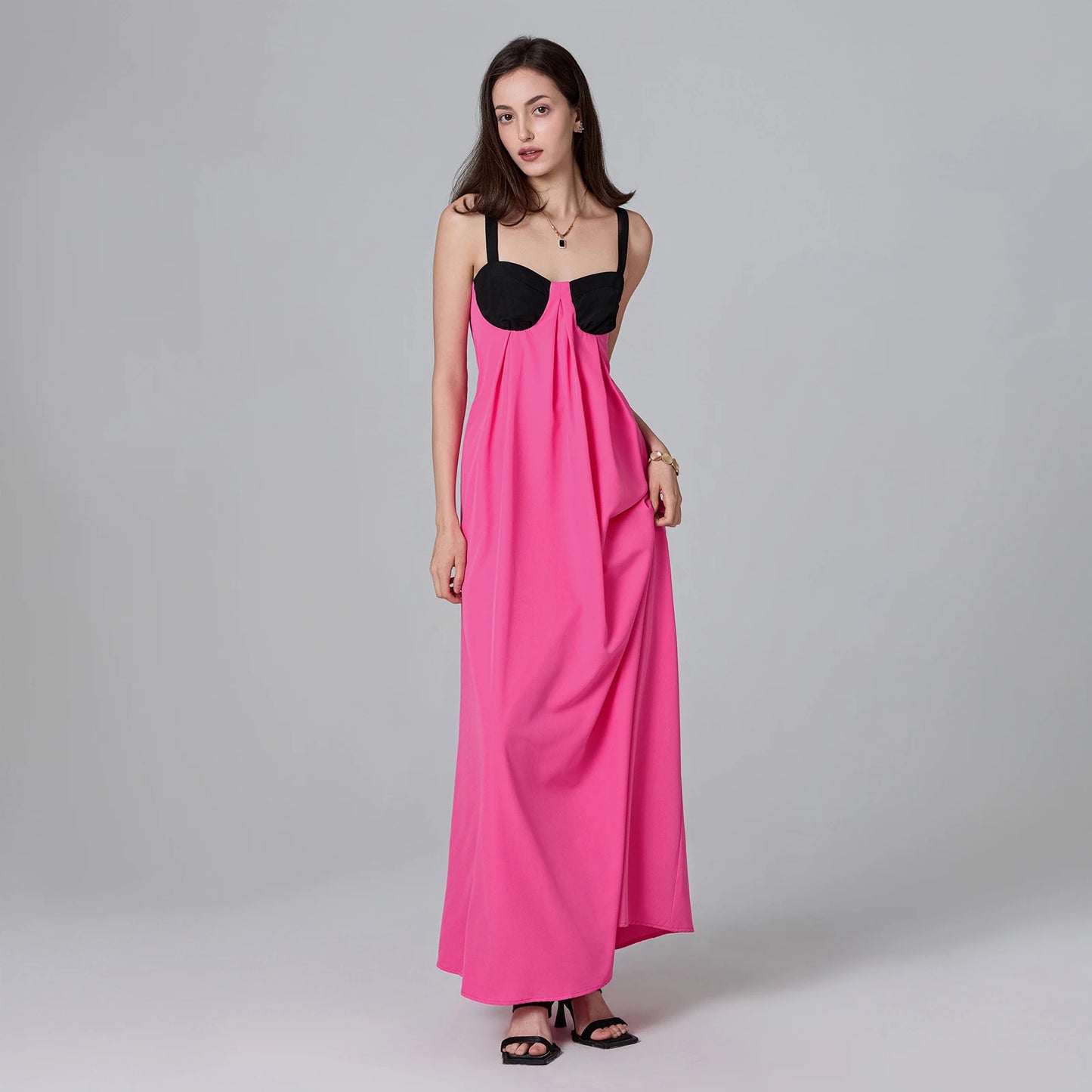 Puloru Night Clubbing Party Dresses Women Patchwork Backless Sleeveless Loose Fit Slips Long Dress Gown Evening Vestidos
